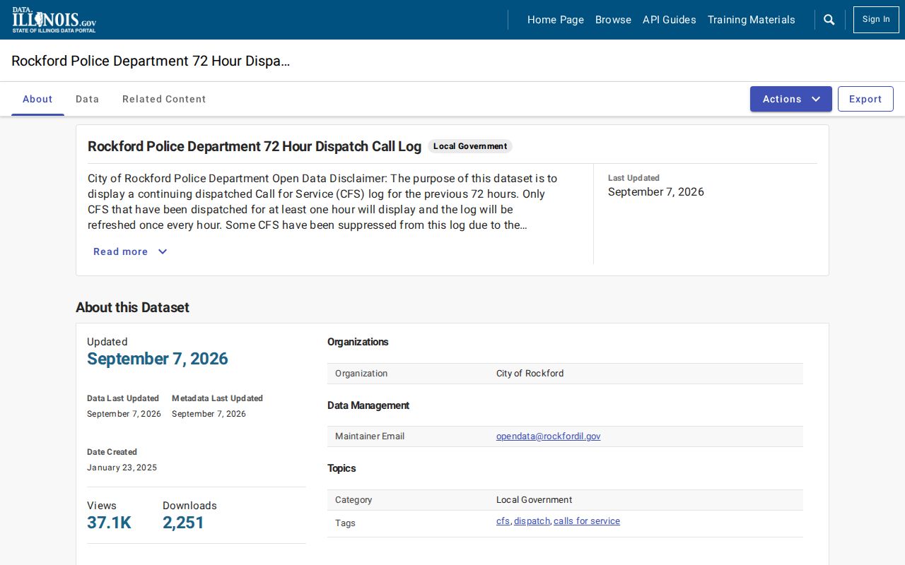 Rockford 72-hour dispatch log related to Winnebago County police blotter records