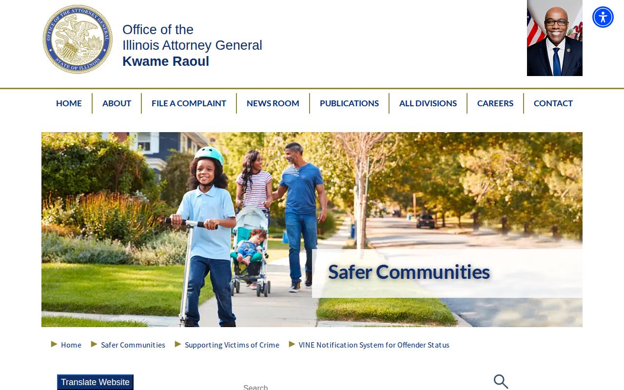 Illinois Attorney General VINE victim notification information for Winnebago County custody alerts