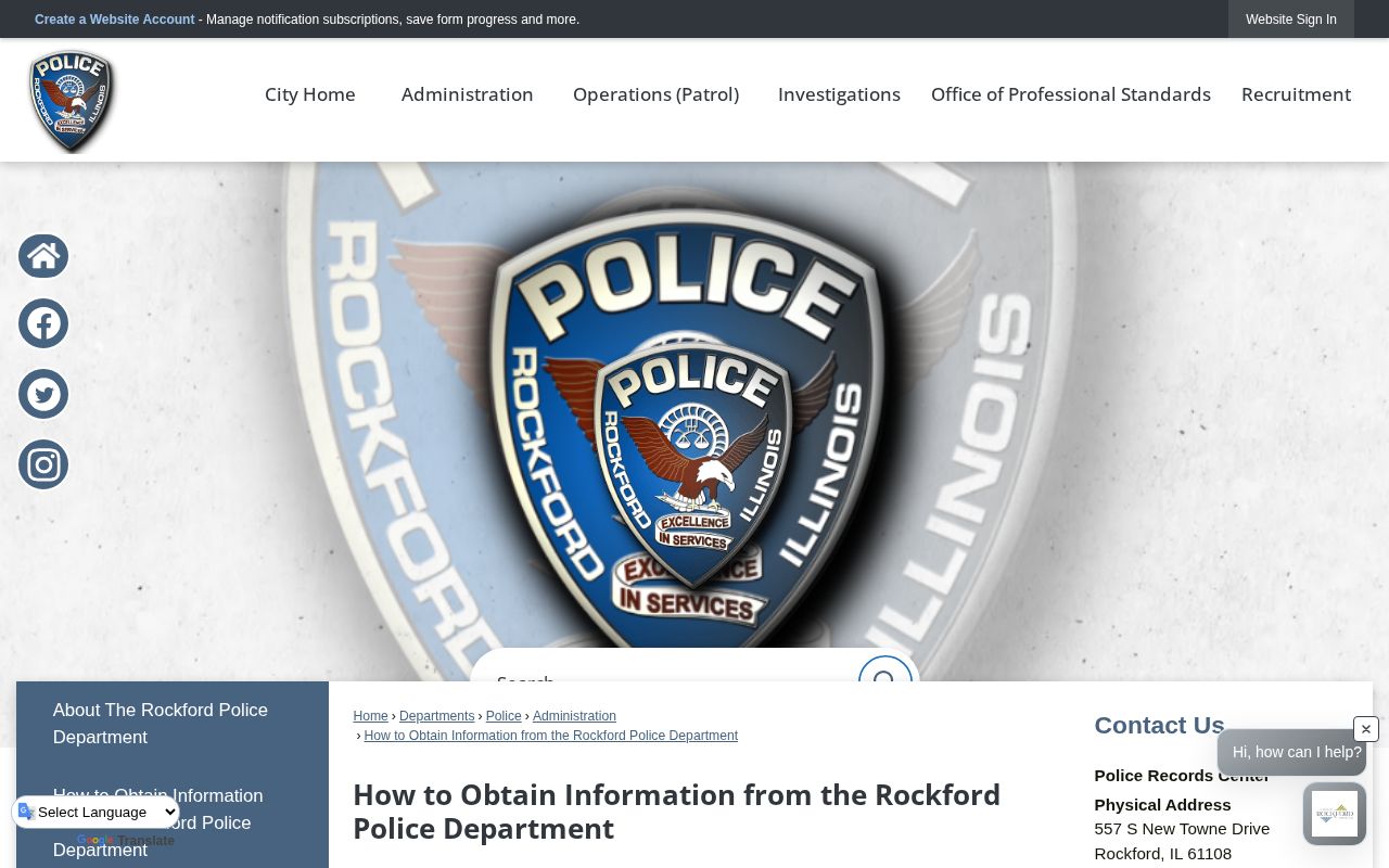 Rockford official police records information page